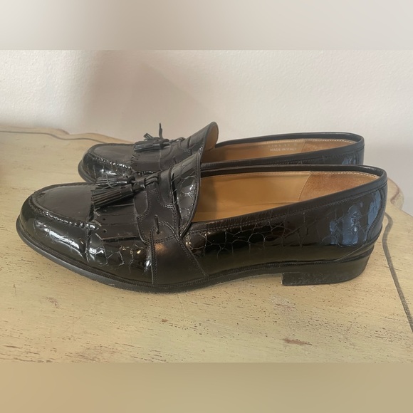 JOHNSTON & MURPHY Made In Italy Alligator Tassel Kiltie Loafer in Black Size 11 - Picture 2 of 8